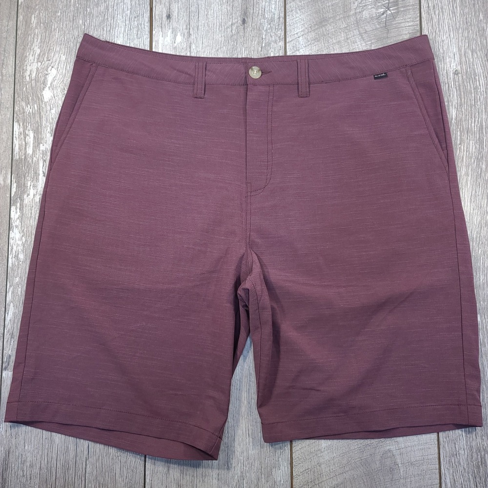 Travis Mathew Shorts Mens 40 Burgundy Heathered Performance Golf Stretch